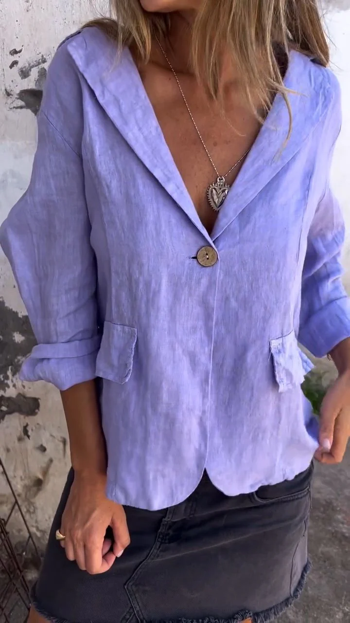 Cotton and Linen Casual Lapel Single-breasted Thin Coat